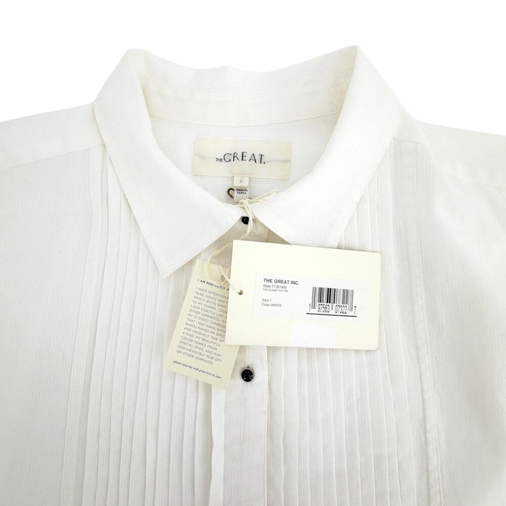 THE GREAT. The Classic Tux Top in White 1|S - Picture 7 of 13